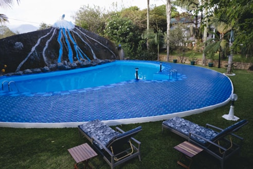 Scenic swimming pool view at Naibor Villa